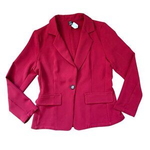 Single Breasted Fitted Lightweight Bold Red Blazer (Large)